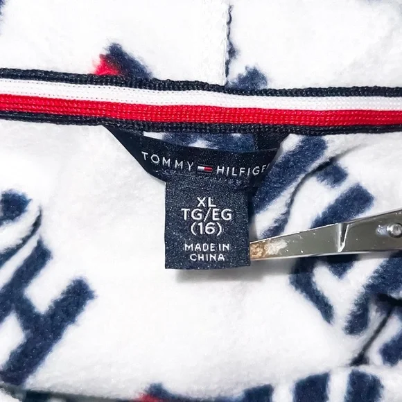 Tommy Hilfiger Girls Sport Popover Hoodie - White/Blue, Size XL (16) - Picture 2 of 8